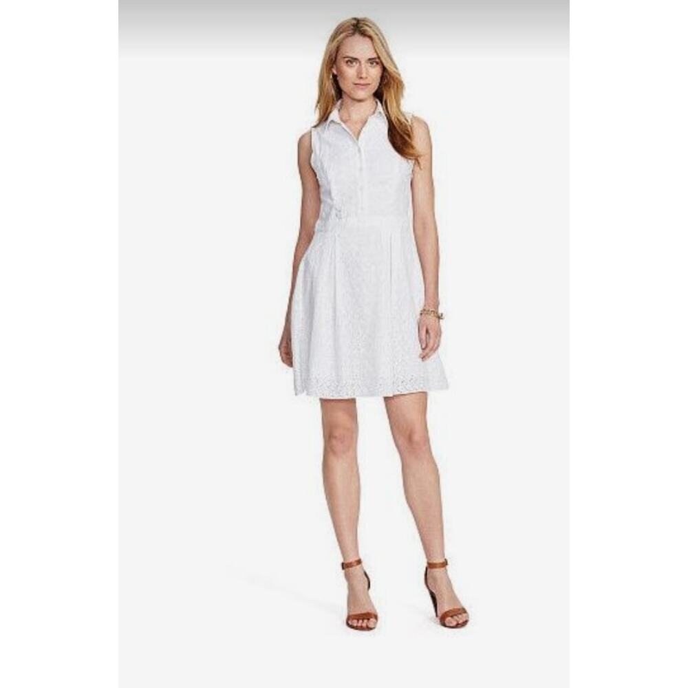 Lauren Ralph Lauren  cotton eyelet white shirt dress sz 6